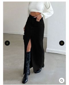 Black Denim Long Skirt