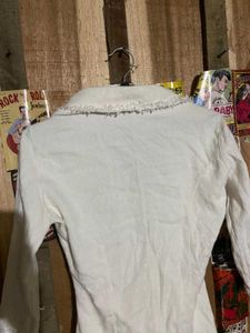 White Collared Mini Dress with Fringes