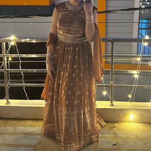 Brown Peach Color Lehenga