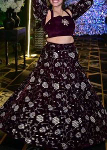 Elegant Purple Velvet Lehenga Choli