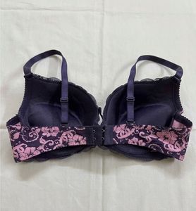 Purple Floral Lace Bra
