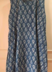 Indigo color Batik Print  A line kurti