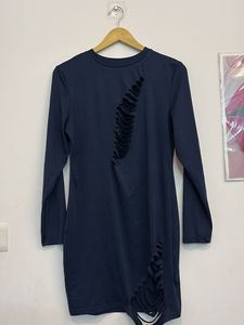 Navy Blue Long Sleeve Mini Dress