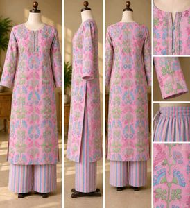 Cloth Material for Pink Floral Kurta Palazo