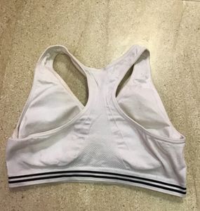 White Sports Bra with Black Stripes