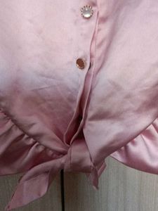 Pink Silk top with Ruffles