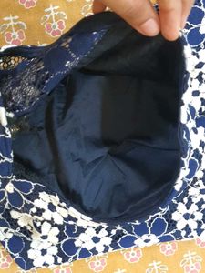 Blue And White Embroidered Halter Neck padded Min