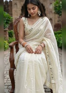 Elegant Off-White Silk Saree