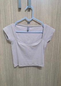 Beige Square Neck Crop Top