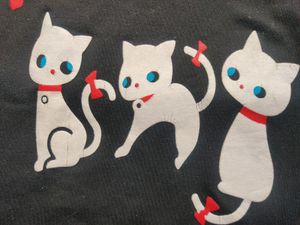 Black Kitty Printed Full Sleeve T-shirt Top
