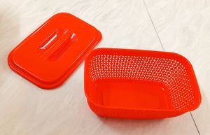 Rectangular Red Plastic Basket, For Storage
