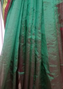 New Dual Tone Sheer Saree With Running Blouse Pc