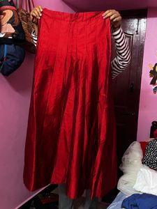 Vibrant Red Ethnic Skirt