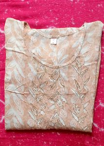 Elegant Embroidered Kurta ✨peach colour