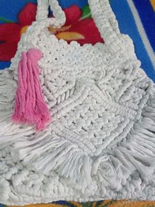 Handmade Macrame Fringe Tote Bag
