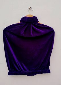 Velvet Halter Neck Purple Top ( Women's)