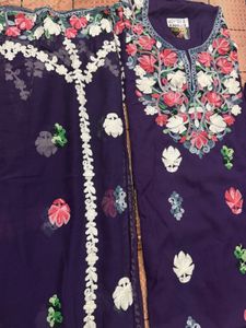Elegant Embroidered Purple dress material