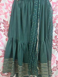 Green Embroidered Kurta  sharara  sat with dupatta