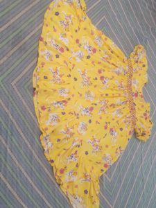 Adorable Yellow Cat Print Dress