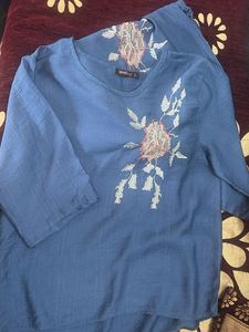 Embroidered Blue Co-Ord Set