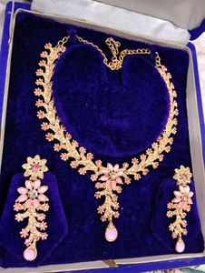 Stunning Pink Stone Necklace &amp; Earring Set