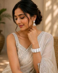 Elegant White & Silver bracelet