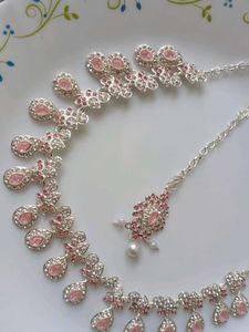 Elegant Pink Stone Jewellery Set
