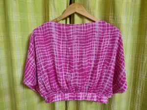 V-Neck Pink Tie-dye Top