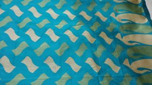 Beautiful Blue Saree with Intricate Patterns