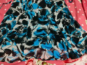 Blue Floral V-Neck Sleeveless Dress