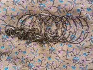 Ethnic Silver Bangles with Peacock Charm