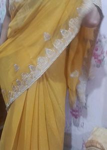 Yellow Embroidered Saree