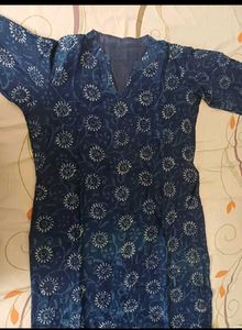 Blue Printed Cotton Salwar Suit