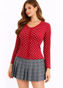 Red Polka Dot Cardigan Sweater