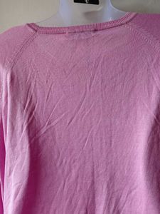 Pink Crew Neck Long Sleeve Sweater