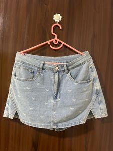 Cute Embroidered Denim Mini Skirt