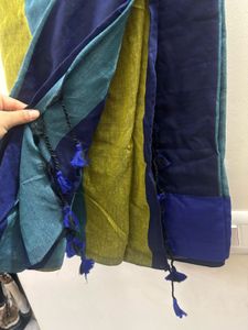 Gehen Blue &amp; Green Striped  Saree