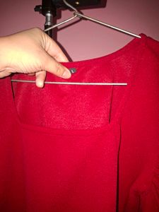 Vibrant Red Square Neck Top