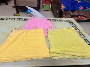 Girls Cotton Sleeveless Tops – Set of 3
