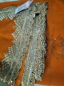 🔥  orange 🧡 heavy stone &amp; zari wark saree 💕