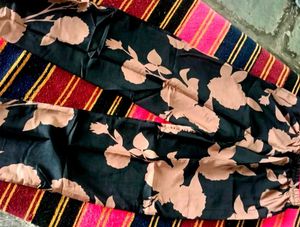 Elegant Black &amp; Brown Floral Kurta Set