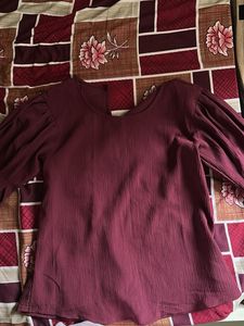 Maroon Puff Sleeve Top