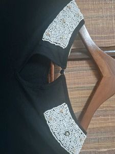 Beads Neck Design Black Top