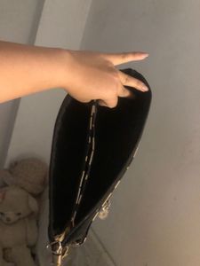 Checkered Clutch Bag with Wrist Strap