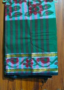Green Cotton Saree new