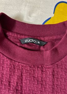 Burgundy Textured Puff Sleeve Top