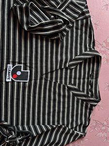 Striped Tie-Sleeve V-Neck Top