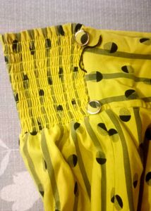 Yellow Striped Lace Sleeve Top