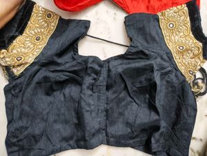 Black and golden Saree with Gold Embroider