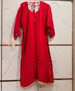 Elegant Red Embroidered Kurta Sharara with Dupatta